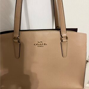 Coach Tan Leather Tote with Gold Logo